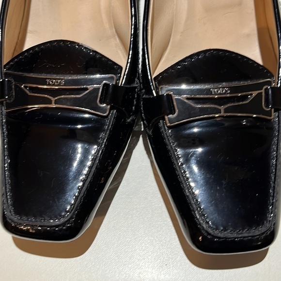 TOD’S Made In Italy Black Loafer Driving Shoe Style Patent Pumps Women’s Size 7 - Picture 3 of 11